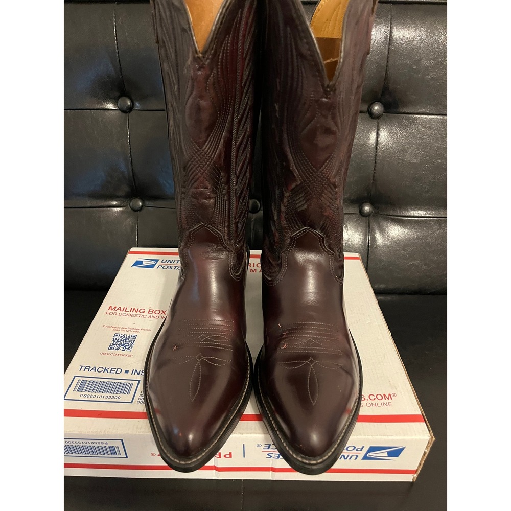 Vintage Iron Age Western Boots Burgundy Leather Steel Toe - Picture 2 of 8